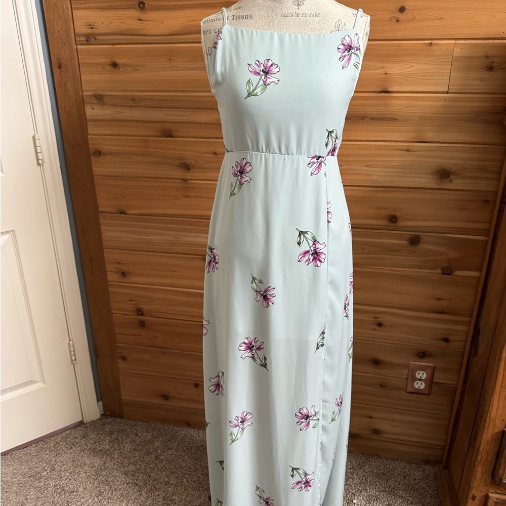 Socialite Floral Maxi Dress - Light Blue and Purple